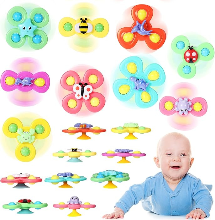 Leitee 9 Pcs Suction Cup Toys Bath Toys Sensory Strong Suction Cup Toys Spinner Dimple Toy Birthd... | Amazon (US)