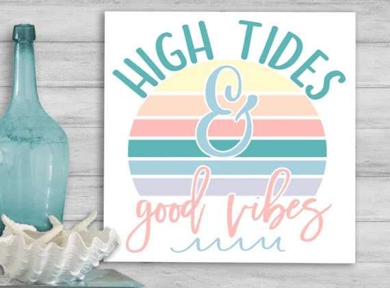 Beach House Decor  High Tides & Good Vibes  Sign Beach Quote | Etsy | Etsy (US)