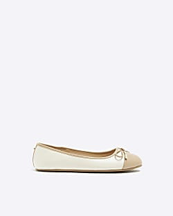 Beige bow ballet shoes | River Island (UK & IE)
