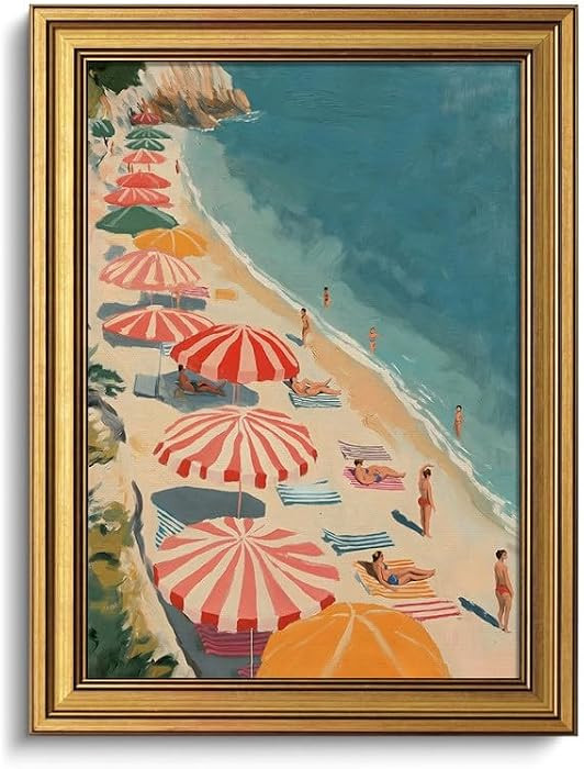 Gold Framed Coastal Wall Art Colorful Beach Pictures Wall Decor 12x16in | Amazon (US)