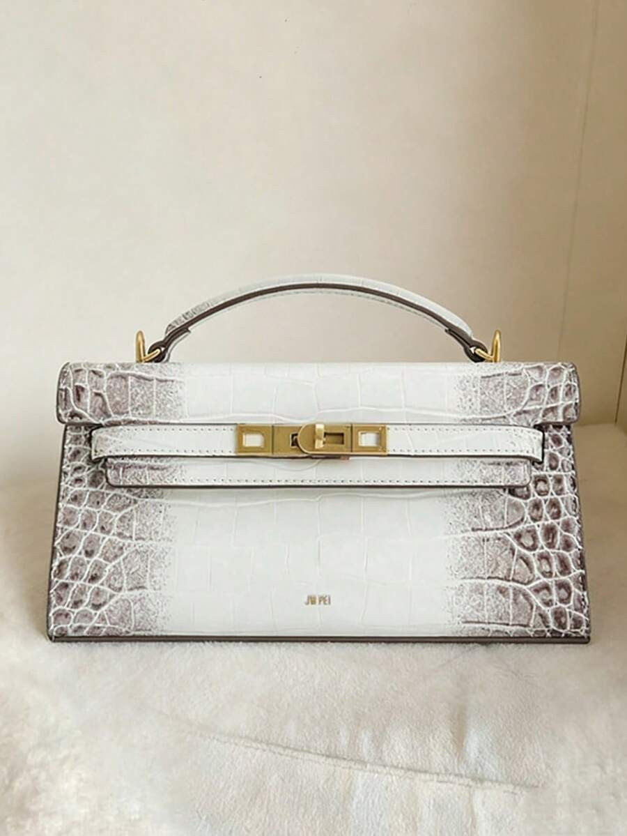 2026 New Fashion Crocodile Pattern Handbag, Minimalist And Stylish, With Top Handle And Twist Loc... | SHEIN