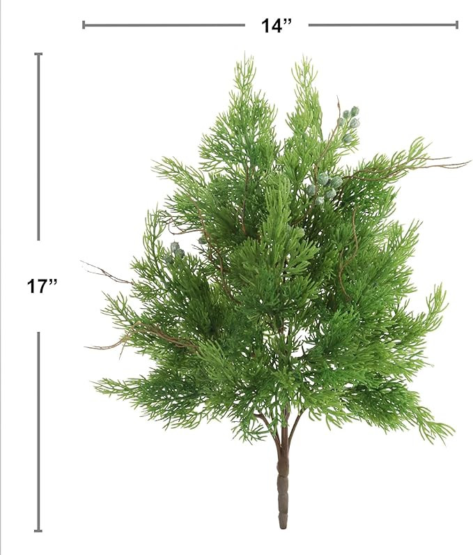 17" Juniper Bush with Green Berries & Brown Twigs, Lifelike Foliage for Indoor/Outdoor Home Decor | Amazon (US)