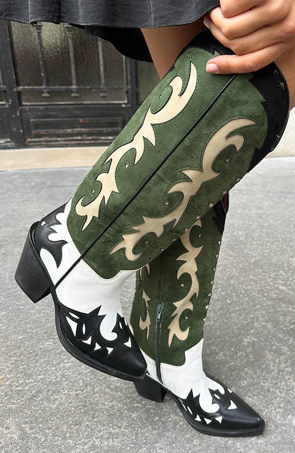 Cowboy Boots Detailed Groen | Fashionmusthaves.nl | The Musthaves (NL)