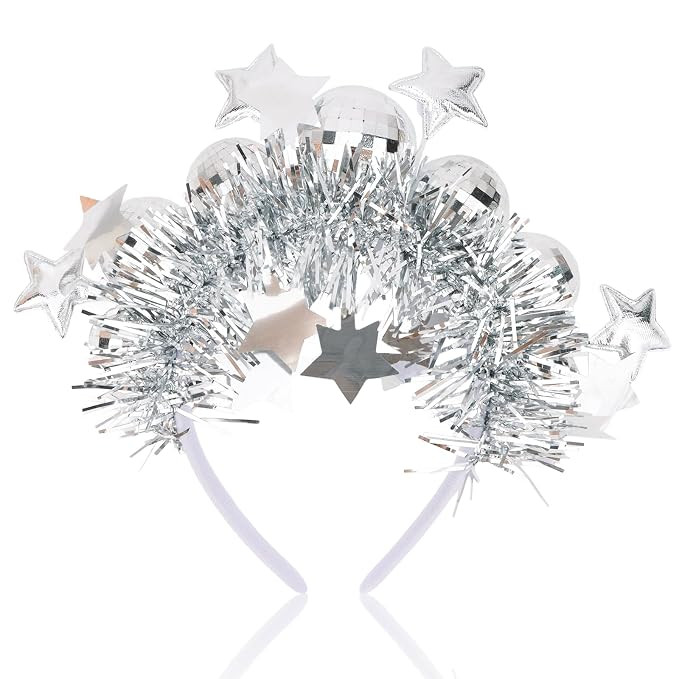 Disco Ball Headband Retro Silver Headband Head Boppers for Bachelorette Birthday Party Halloween ... | Amazon (US)