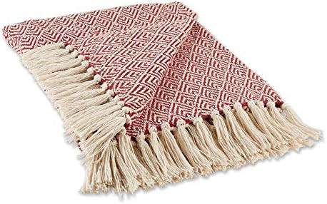 DII Diamond Throw Collection Cotton Woven, 50x60, Barn Red | Amazon (US)