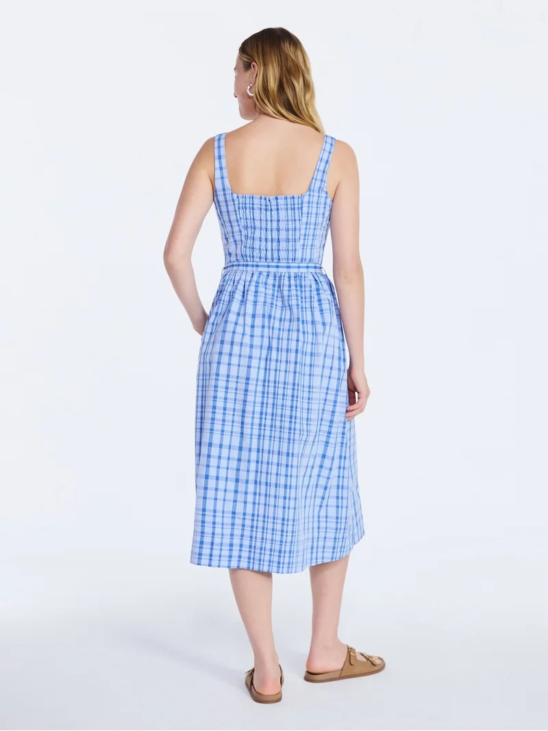 Free Assembly Women’s and Women's Plus Sleeveless Belted Cotton Midi Dress, Sizes XS-4X | Walmart (US)