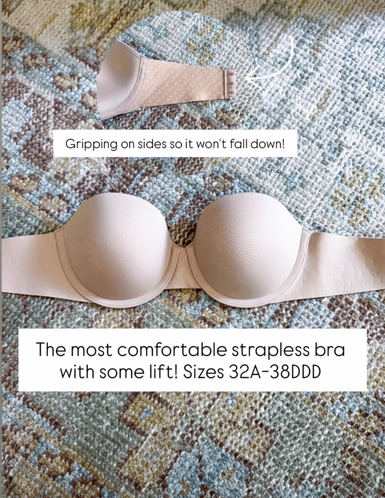 The most comfortable strapless bra with grilling on the sides so it won’t slip down! Gives you a little lift, too!

#LTKgrwm #LTKootd #LTKPetite