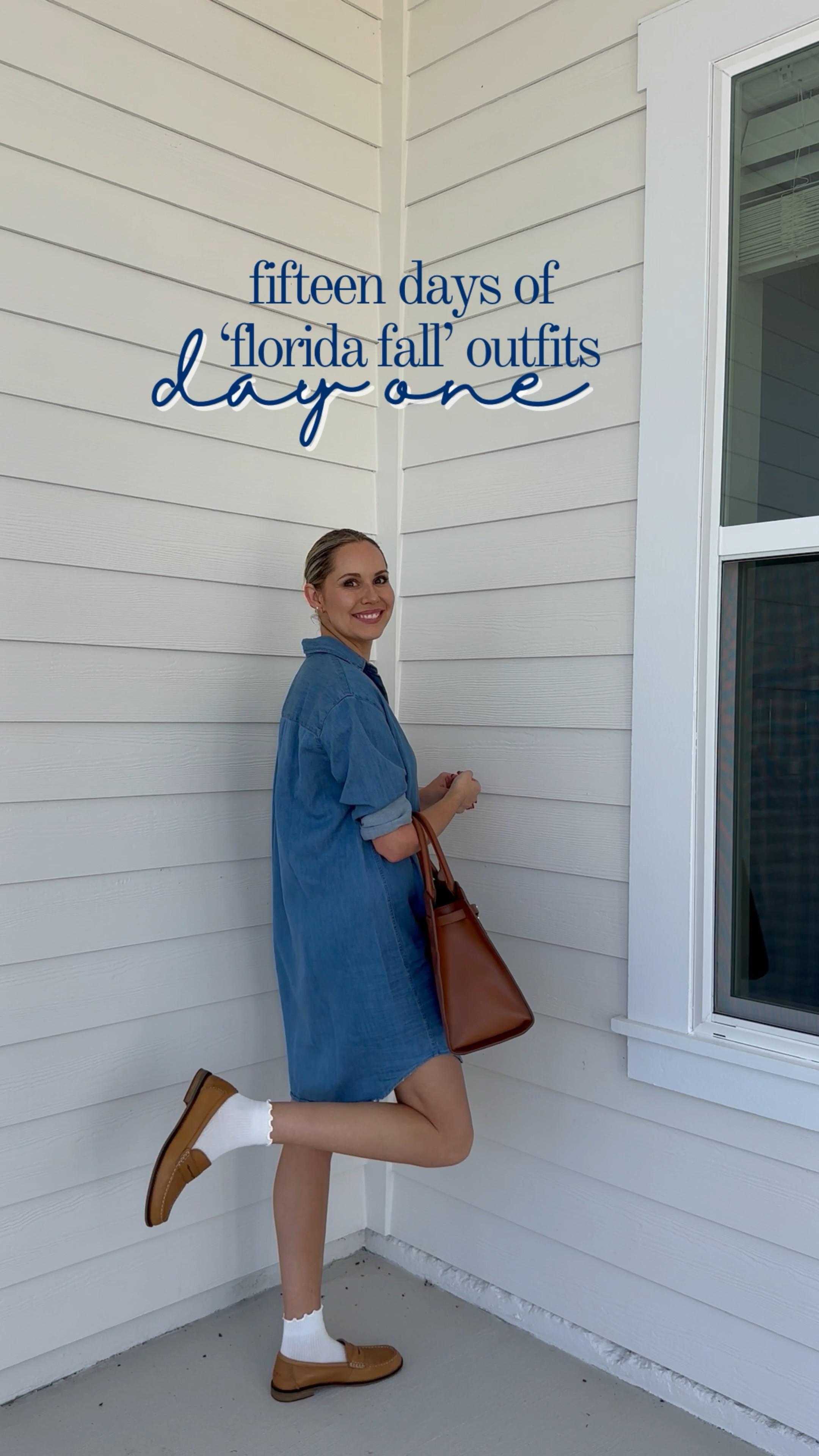 
Fifteen days of ‘Florida Fall’ outfits - day one. This @frankandeileen denim dress is so easy to style! I paired it with my tried & true @sperry loafers, ruffle socks from @amazonfashion & my new go-to @veronicabeard dash bag! 

#LTKStyleTip #LTKVideo #LTKSeasonal