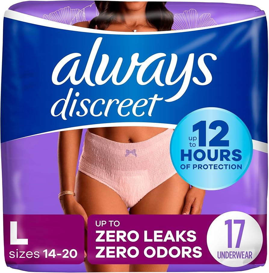 Always Discreet Adult Incontinence & Postpartum Underwear for Women, Maximum, Large, 17 Count (Pa... | Amazon (US)