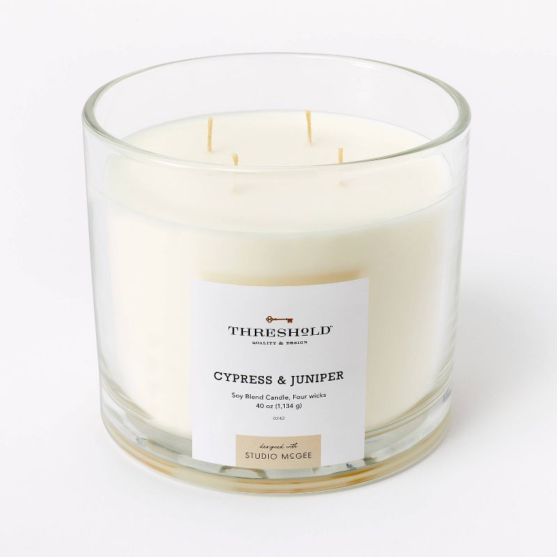 Clear Glass Cypress & Juniper Candle White - Threshold™ designed with Studio McGee | Target