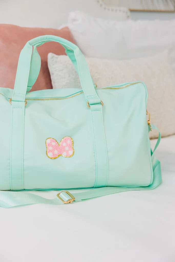 The Getaway Mint Varsity Duffle Bag | The Mint Julep Boutique