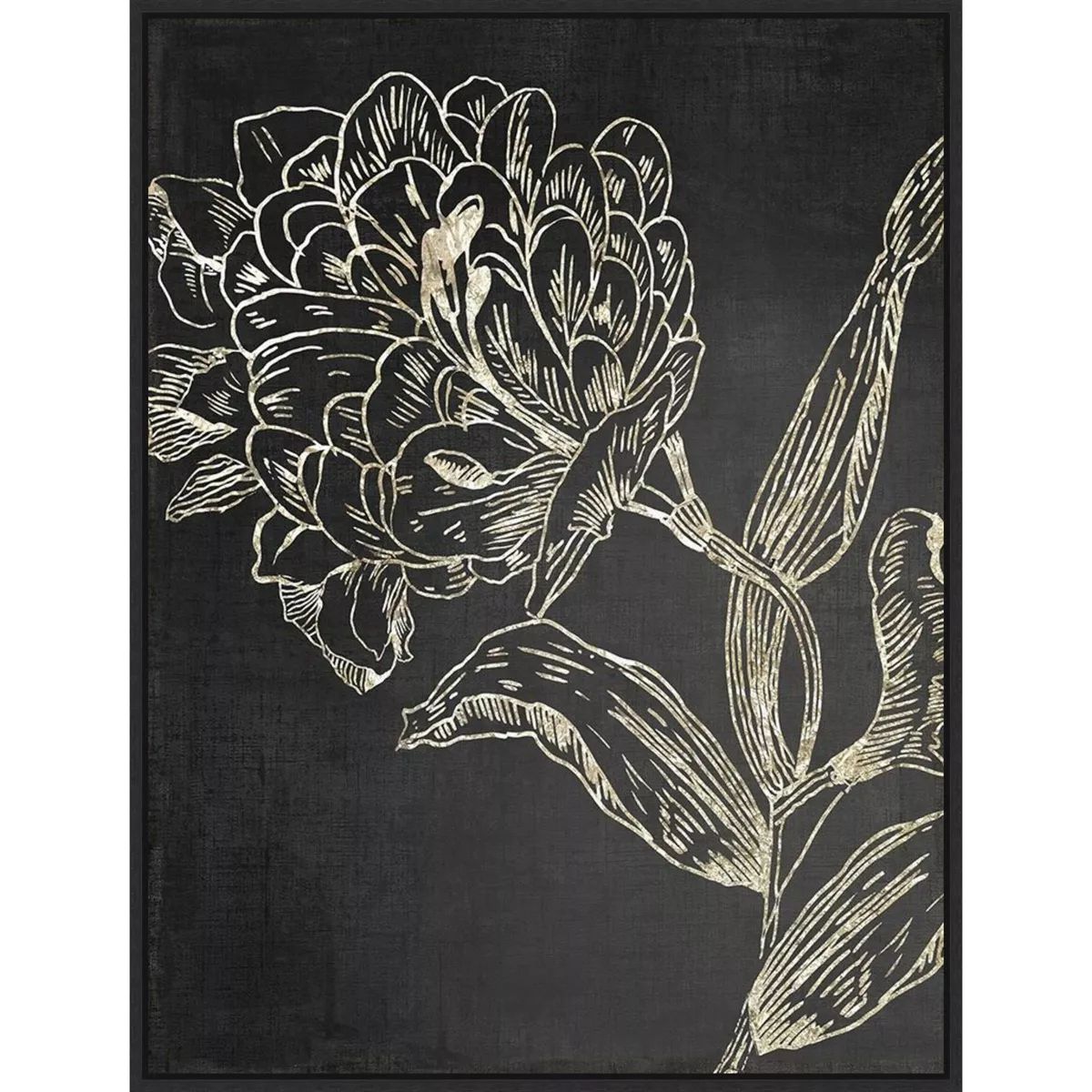 22" x 30" Golden Flower Folklore II by Asia Jensen Framed Canvas Wall Art Black - Amanti Art | Target