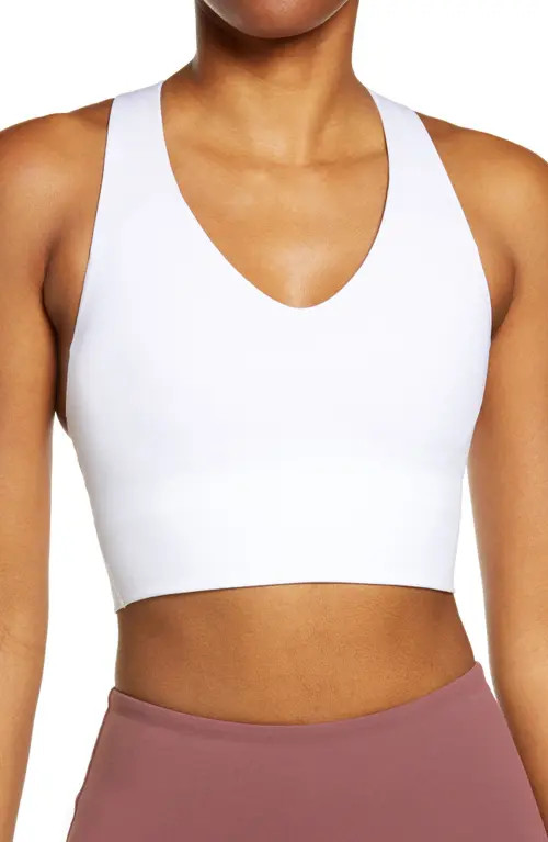SPANX® Longline Medium Impact Sports Bra in White at Nordstrom, Size X-Small | Nordstrom
