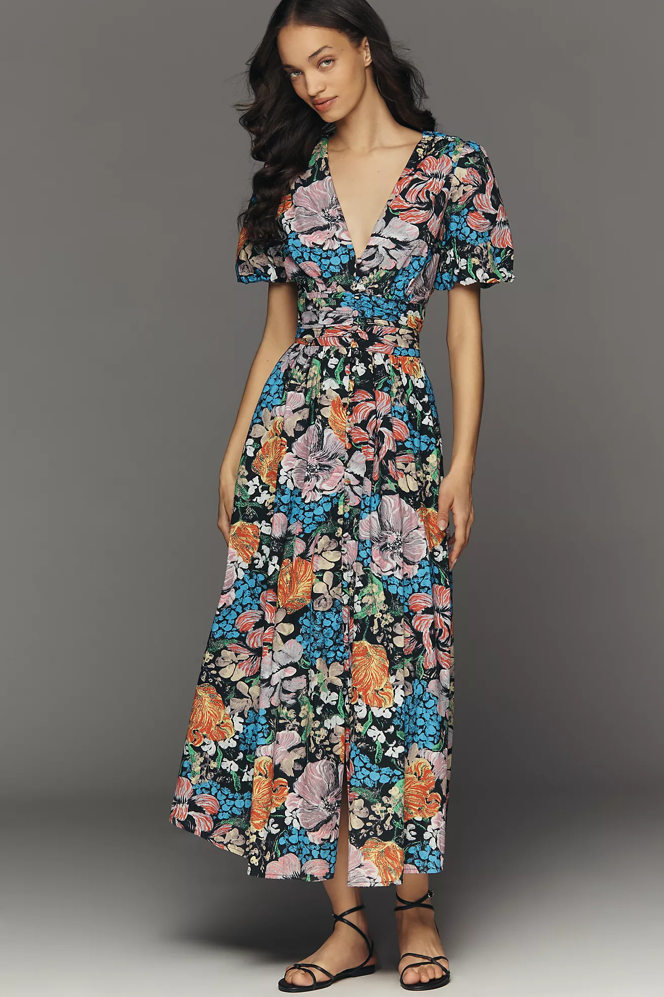 The Yukiko Noritake Katerina Button-Front Midi Dress | Anthropologie (US)