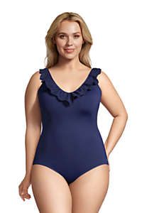 Draper James x Lands' End Women's Plus Size Ruffle V-neck One Piece Swimsuit | Lands' End (US)