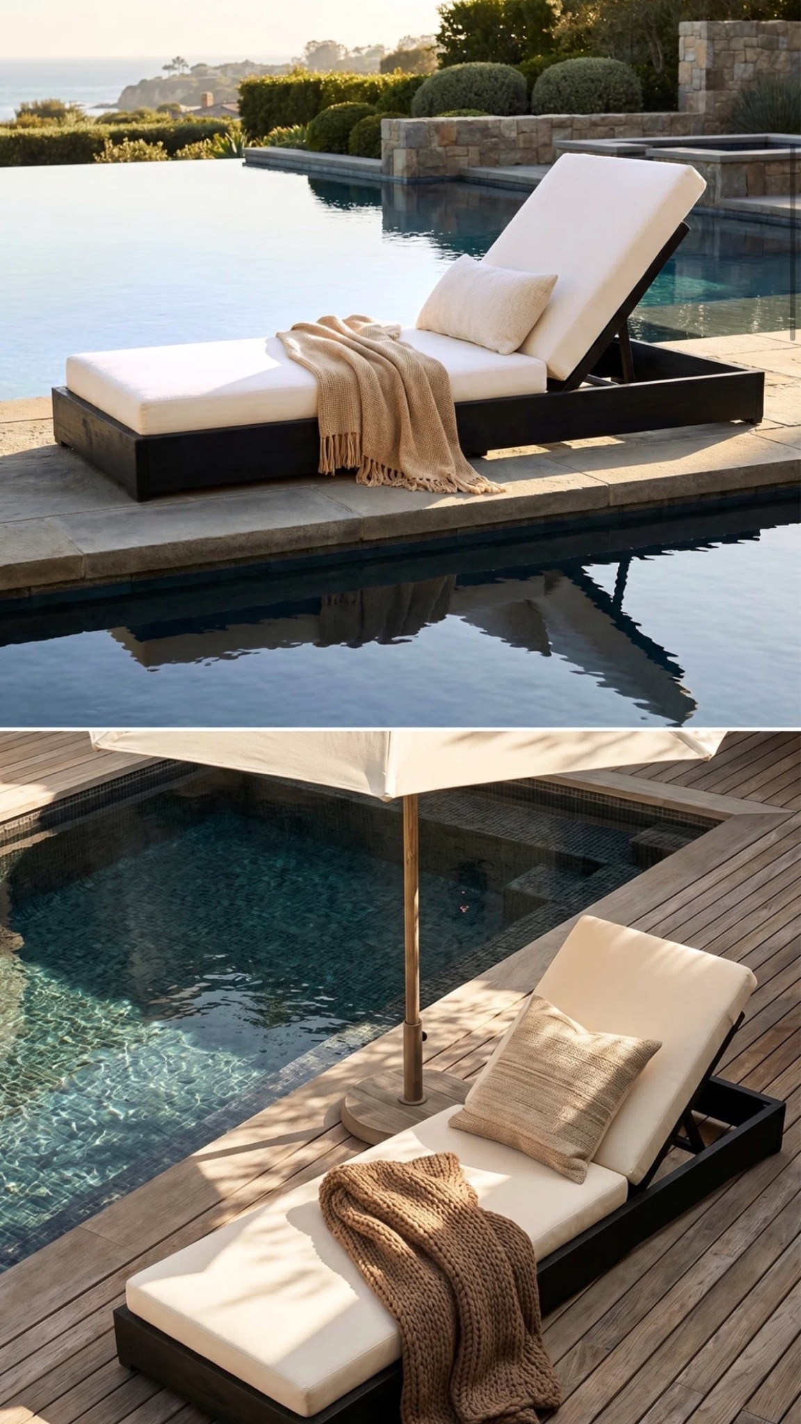 Just saw our modern teak chaise loungers now come in this gorgeous black/cream combination.

#LTKSeasonal #LTKHome #LTKSaleAlert