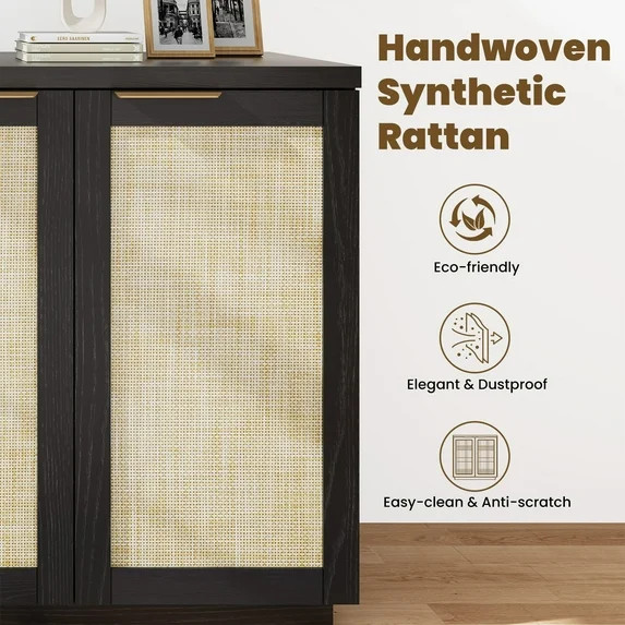 Hommpa Sideboard Buffet Cabinet Rattan Kitchen Storage Organizer Boho Farmhouse Accent Cabinets T... | Walmart (US)