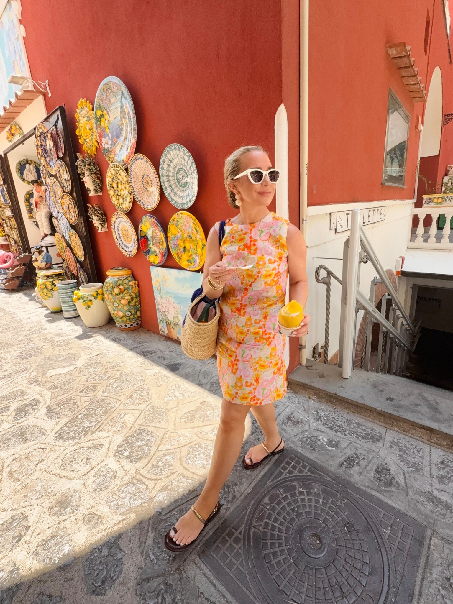 Found a few of these sunnies still in stock here! Dress is Mae New York.