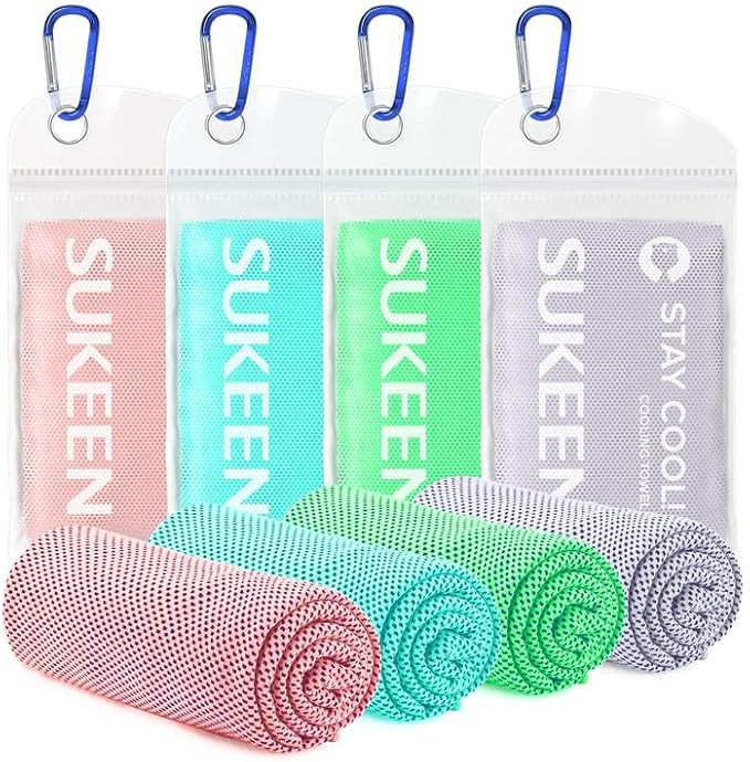 Sukeen Cooling Towel, 4 Pack Towels for Neck, Soft Breathable Sweat Towel Gym Stay Cool Ice Micro... | Amazon (UK)