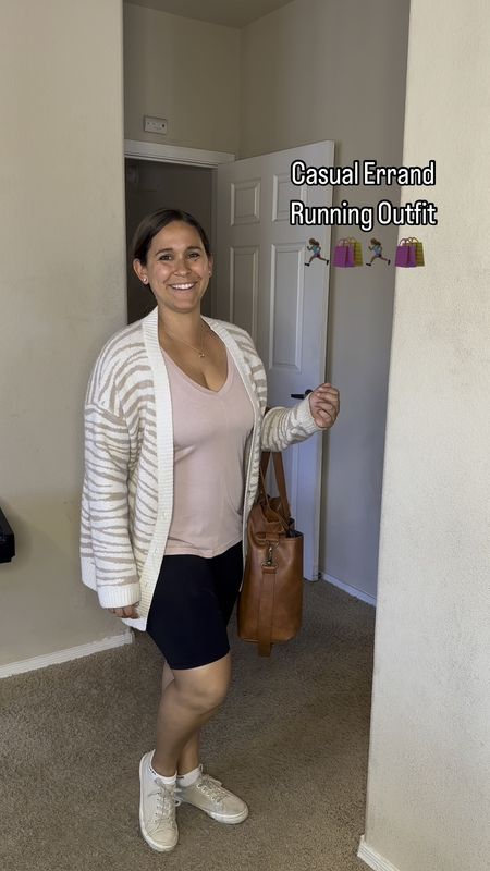 Biker shorts, pink tank, faux leather tote

#LTKActive #LTKmidsize #LTKVideo