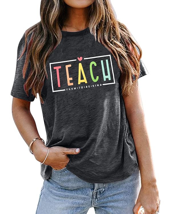 Teacher Shirt Women Teach Them to Be Kind T Shirt Teach Kindness Shirt First Day of School Short ... | Amazon (US)