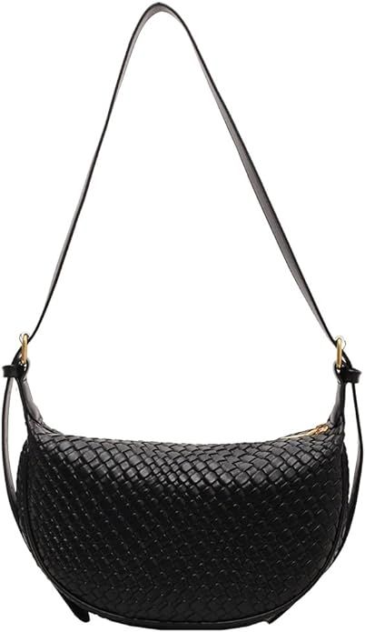 JQWYGB Woven Crossdbody Bag Vegan Leather Crescent Shoulder Bag for Woman Trendy Woven Hobo Sling... | Amazon (US)