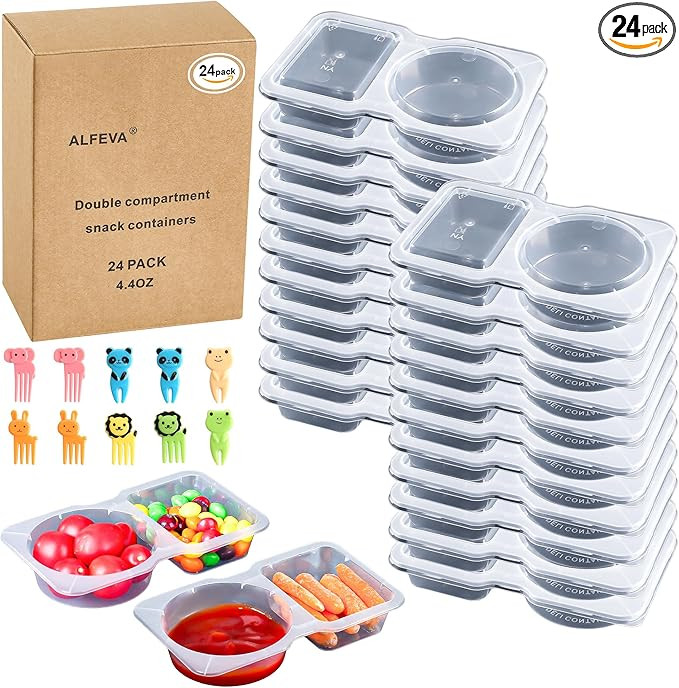 24 Pcs reusable snack containers with Lids, snack containers for kids adults10 Forks, snack pack ... | Amazon (US)