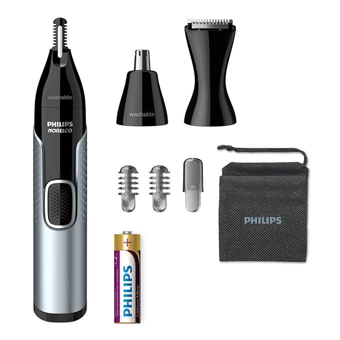 Philips Norelco Nose Trimmer 5000, For Nose, Ears, Eyebrows, Black and Silver, NT5600/42 | Amazon (US)