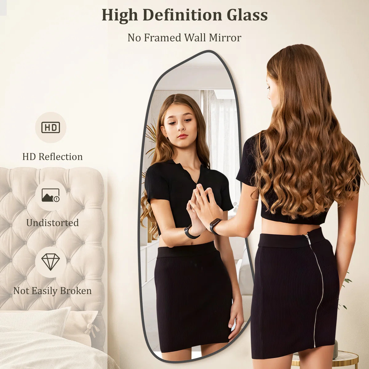 Irregular Wall Mirror, Asymmetrical Wood Mirror | Wayfair North America
