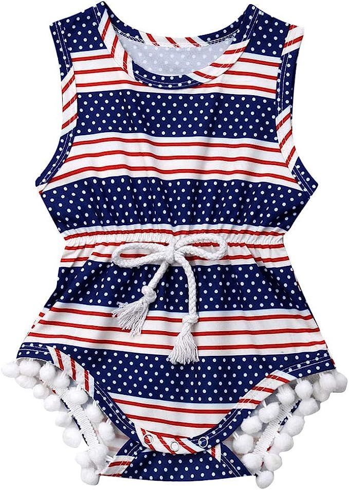 Infant Baby Girls Floral Romper Bodysuit Sleeveless Jumpsuit Outfit Summer Clothes | Amazon (US)
