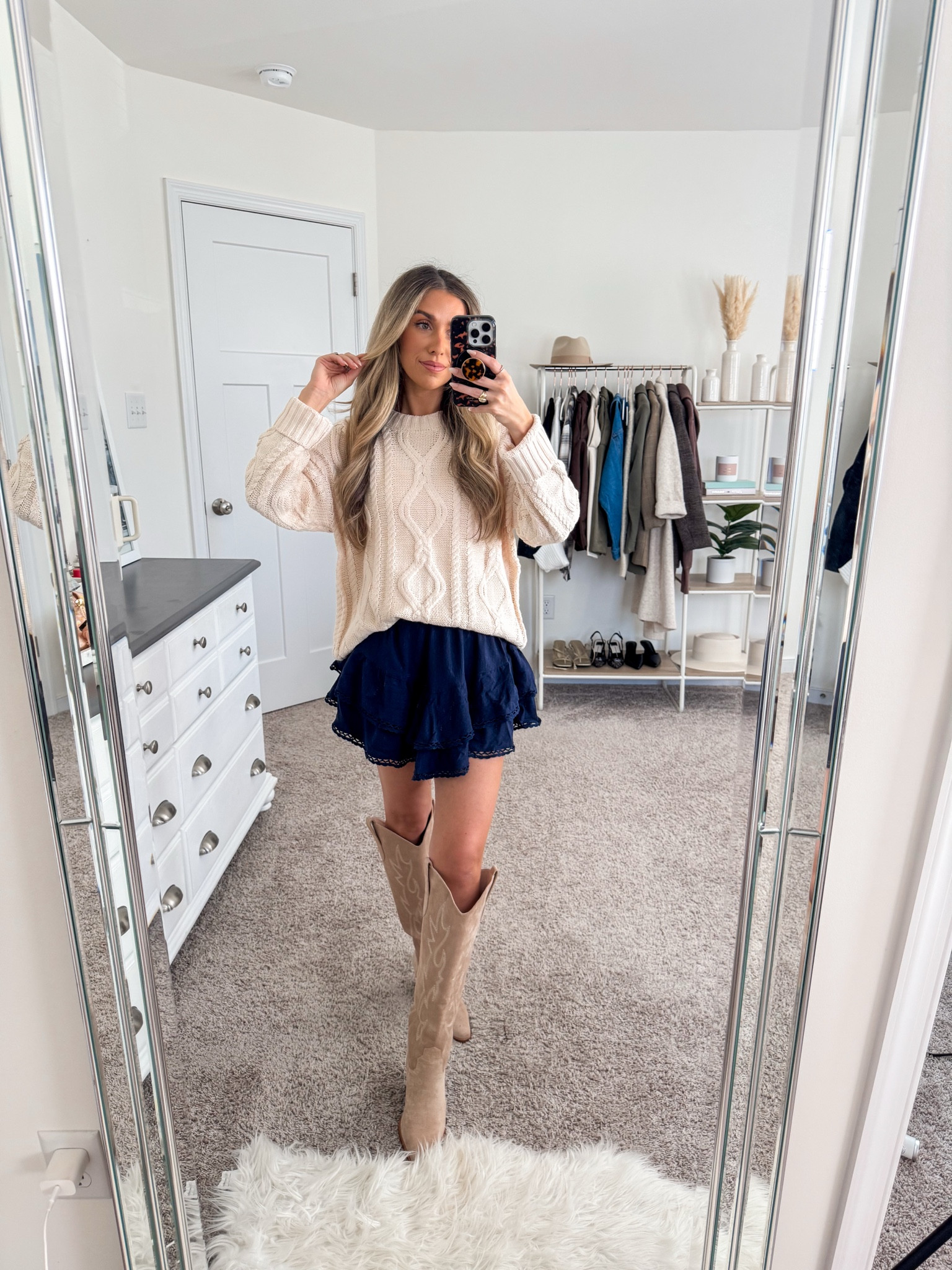 Amazon fall outfit — could be such a cute option for fall family photos or Thanksgiving 
+ sweater: small
+ ruffle skort: xs
+ boots: true to size 

#LTKFindsUnder100 #LTKSeasonal #LTKFindsUnder50