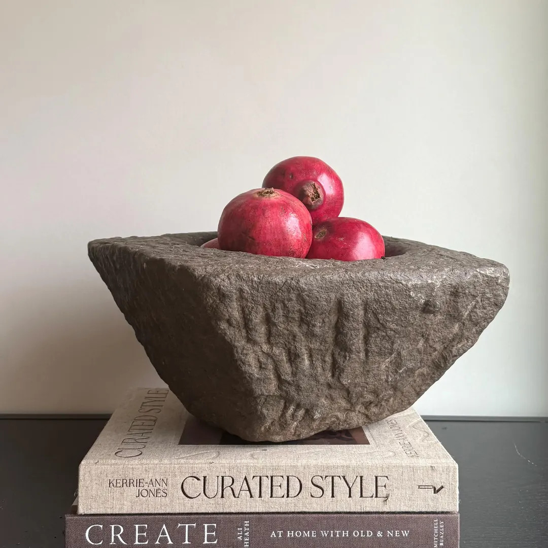 Antique XL Stone Mortar Planter | Vintage Hand-carved Limestone Bowl - Etsy | Etsy (US)