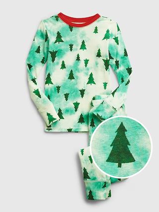 Kids 100% Organic Cotton Tie-Dye Holiday Print PJ Set | Gap (US)