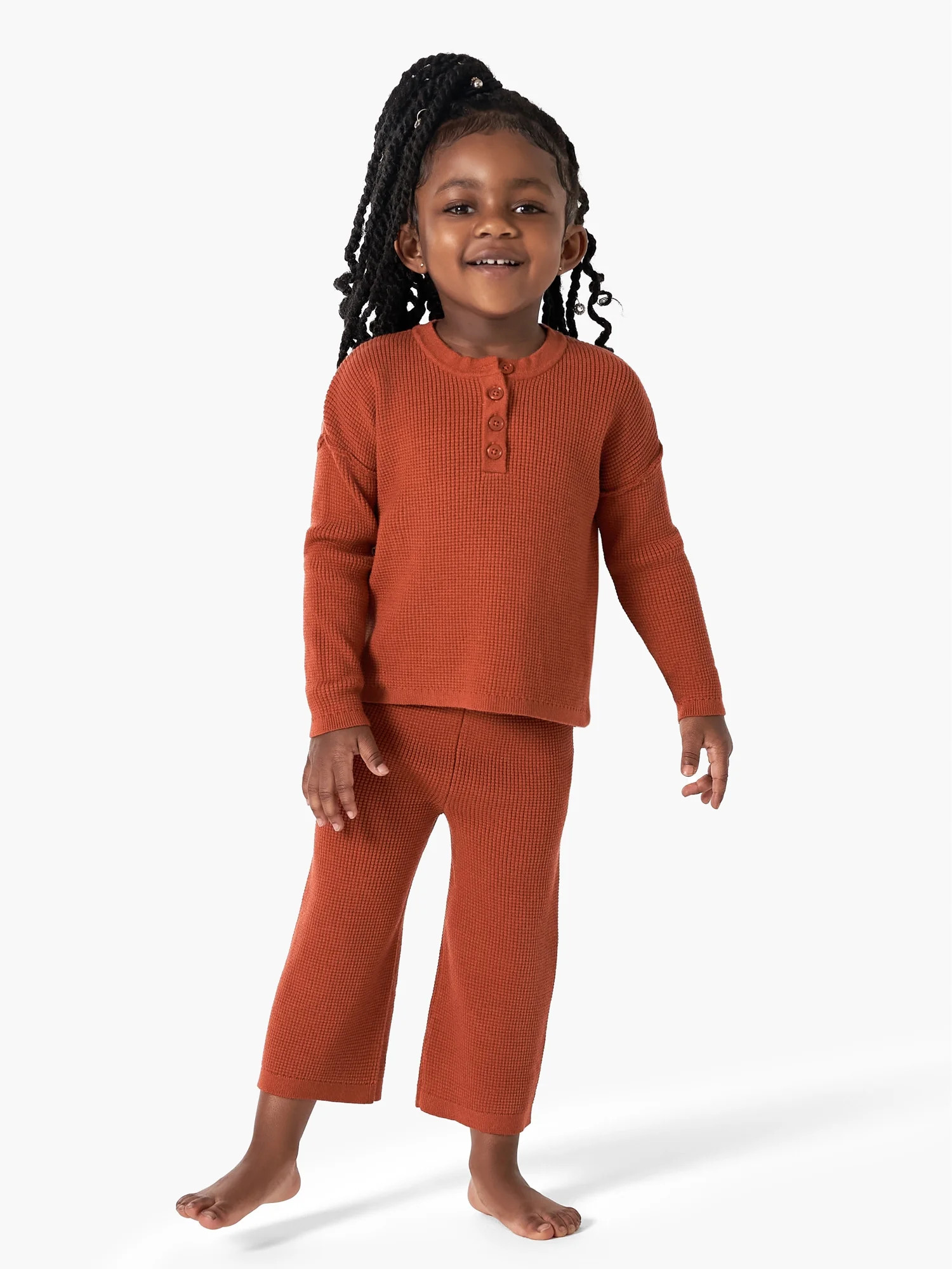 Modern Moments by Gerber Baby and Toddler Girl Henley Sweater and Wide-Leg Pant, 2-Piece Set, 12M... | Walmart (US)