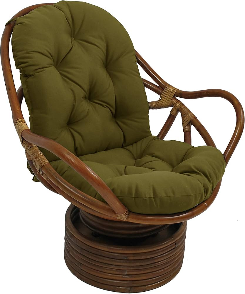 Blazing Needles Solid Outdoor Spun Polyester Swivel Rocker Cushion, 48" x 24", Avocado | Amazon (US)