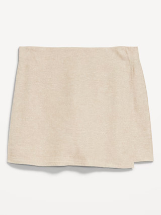 High-Waisted Faux-Wrap Linen-Blend Mini Skort | Old Navy (US)