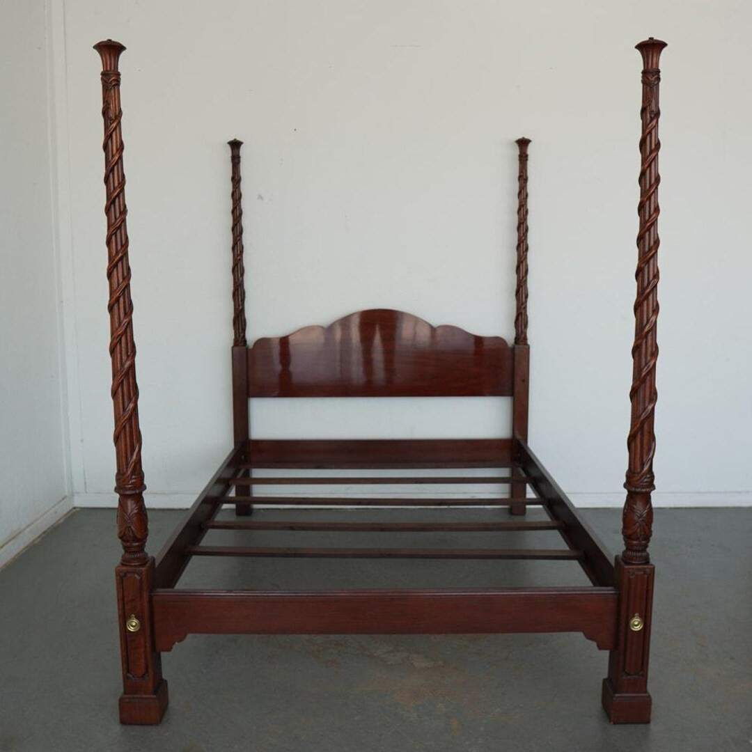 Vintage Hickory Chair Co. Mahogany Four-poster Queen Bed - Etsy | Etsy (US)