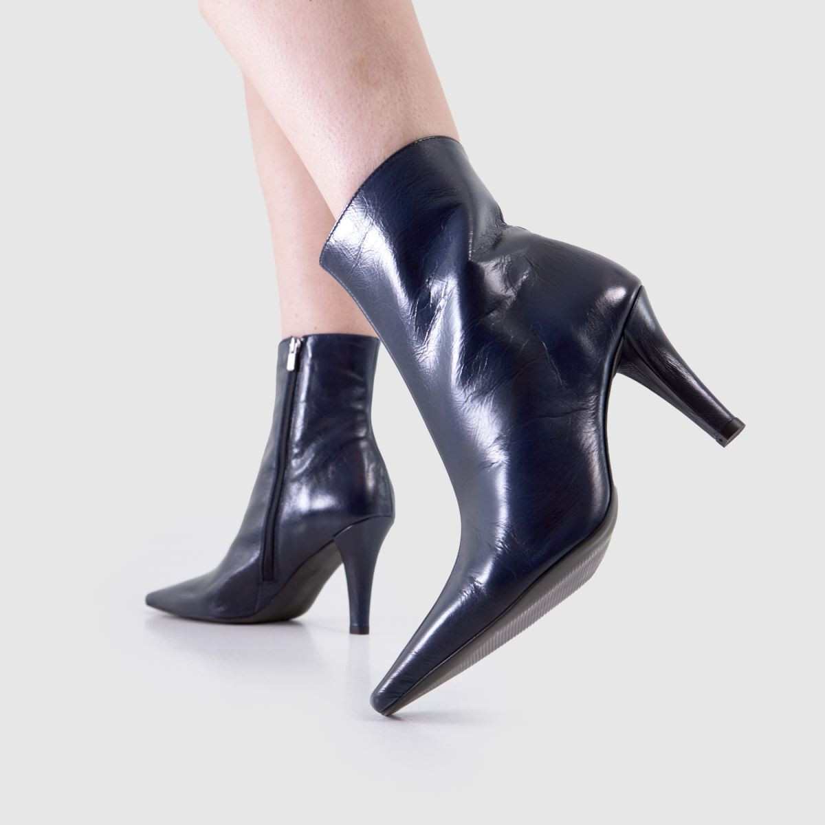 Womens Navy schuh Brunelle Leather Heeled Boot Boots | schuh | Schuh