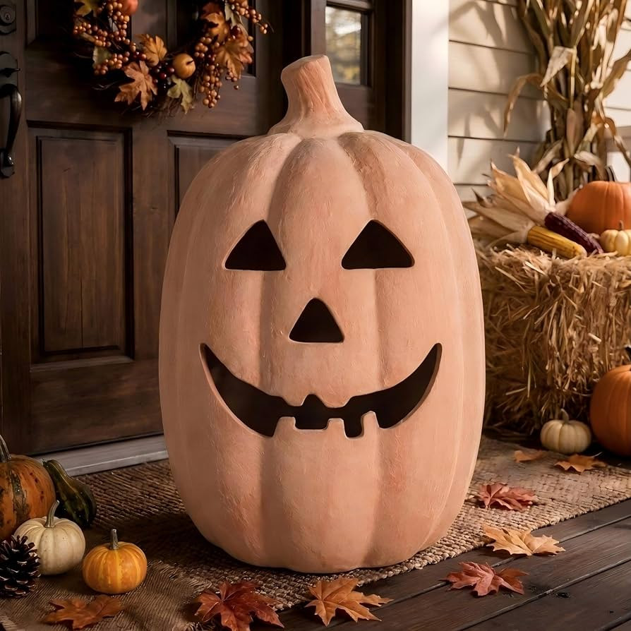 NUPTIO Terracotta Pumpkin Fall Decor: 15" H Halloween Jack O Lantern | Amazon (US)