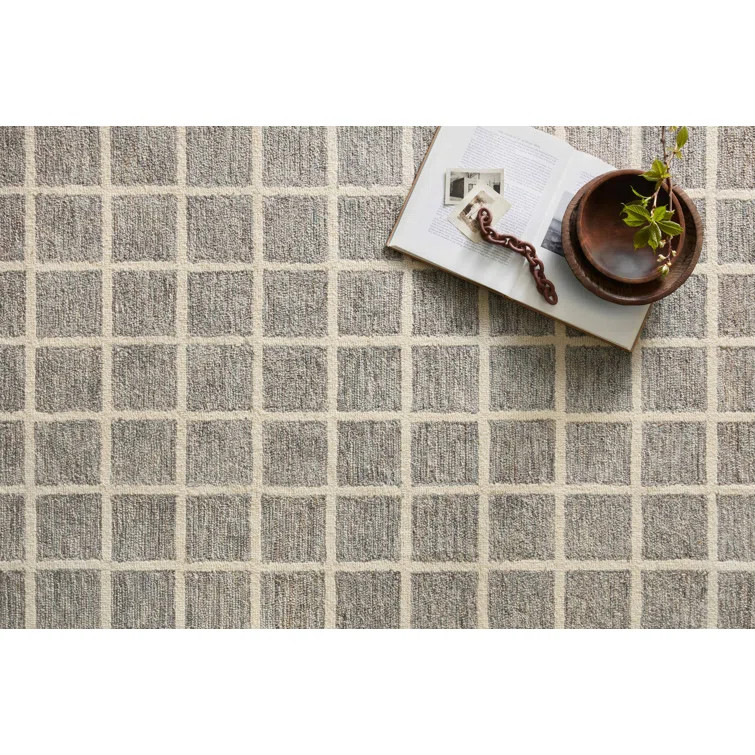 Chris Loves Julia x Loloi Polly Checkered Slate/Ivory Area Rug | Wayfair North America