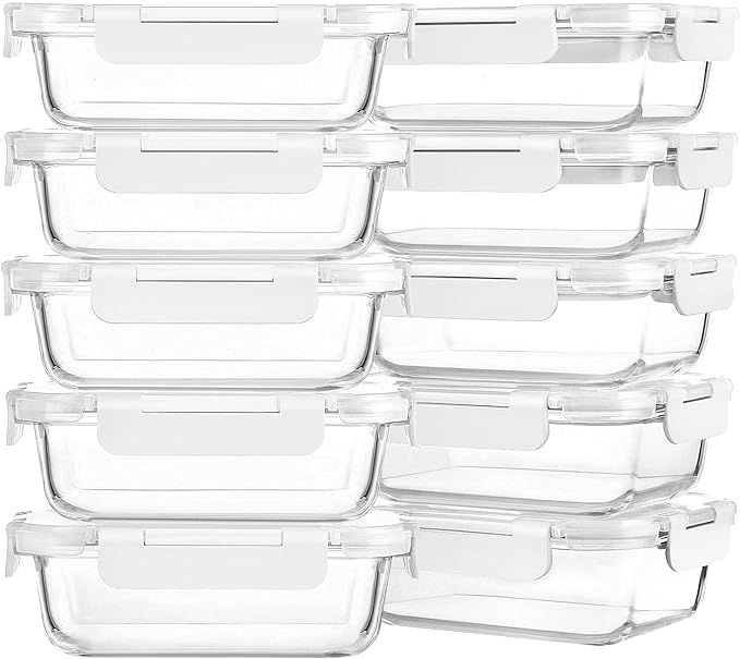 M MCIRCO [10-Pack,22 Oz Glass Meal Prep Containers,Glass Food Storage Containers with lids,Glass ... | Amazon (US)