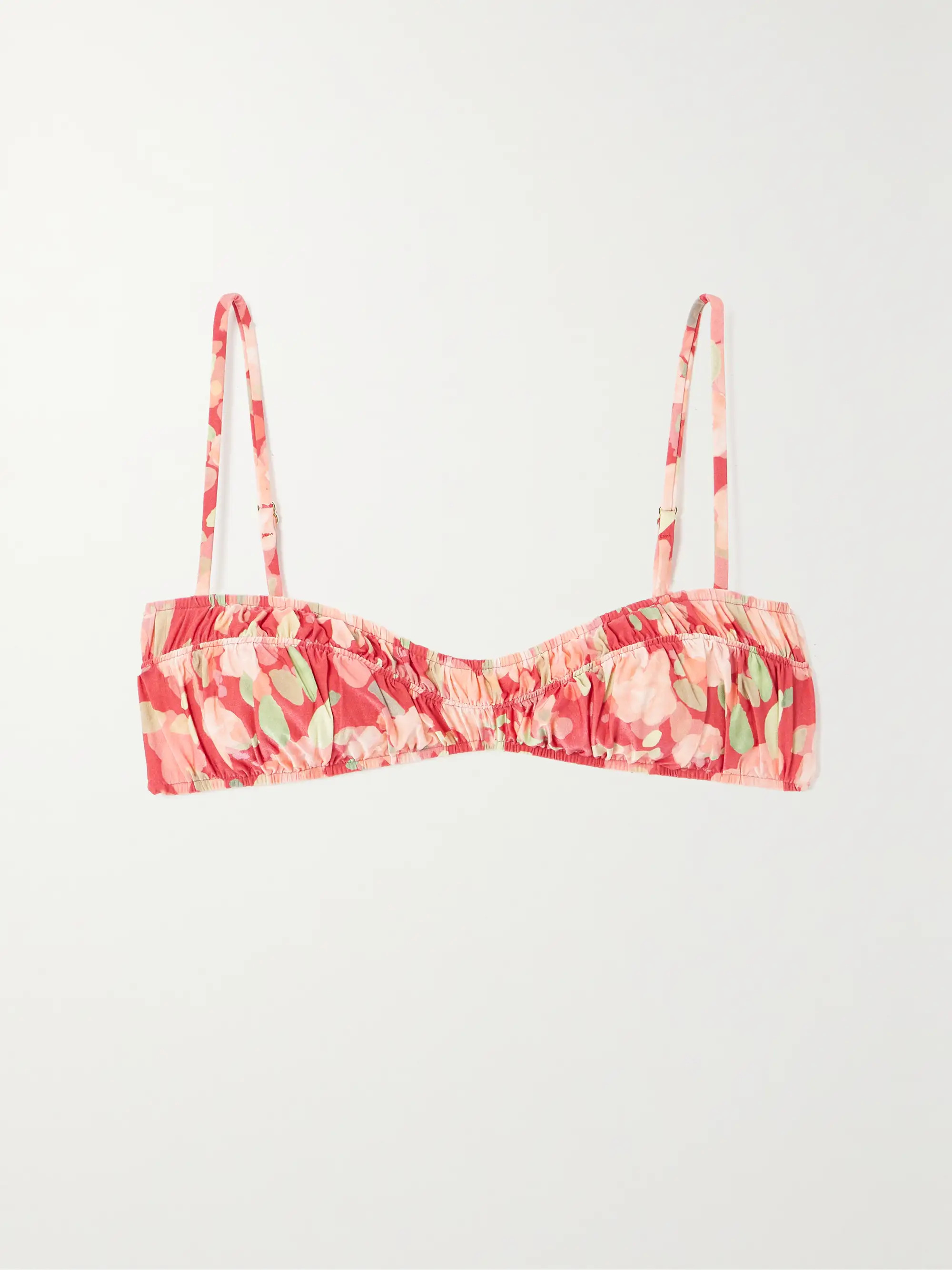 + NET SUSTAIN floral-print stretch-ECONYL® bikini top | NET-A-PORTER (US)