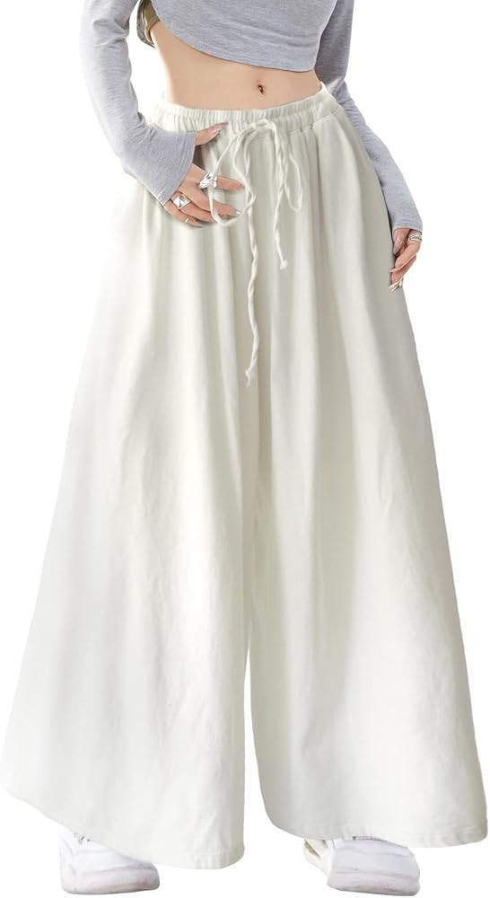 UQJE Women's Wide Leg Baggy Jeans Plus Size Loose Elastic Waist Denim Pants with Deep Pockets Lig... | Amazon (US)