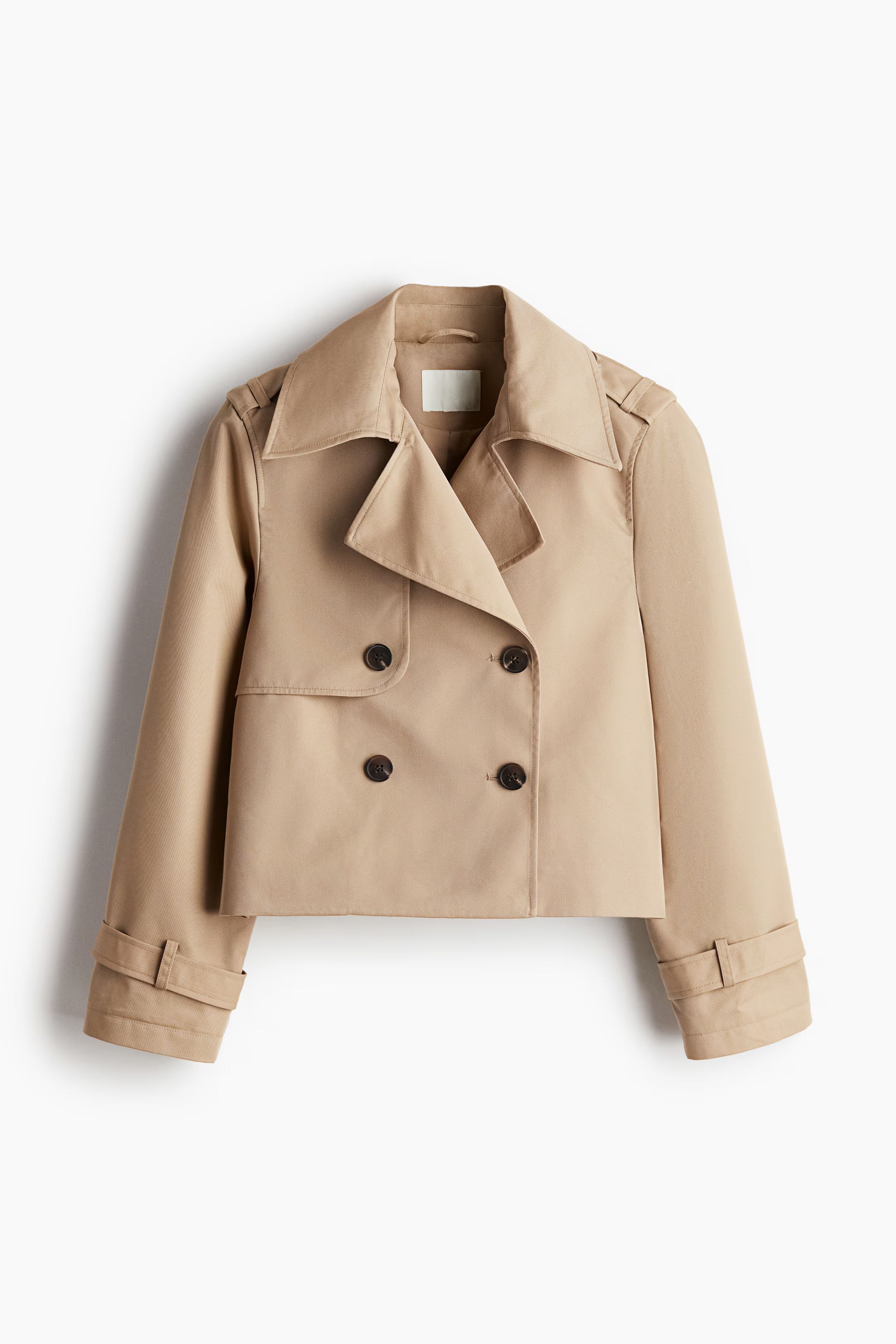 Trench-look Jacket - Long sleeve - Short - Beige - Ladies | H&M US | H&M (US + CA)