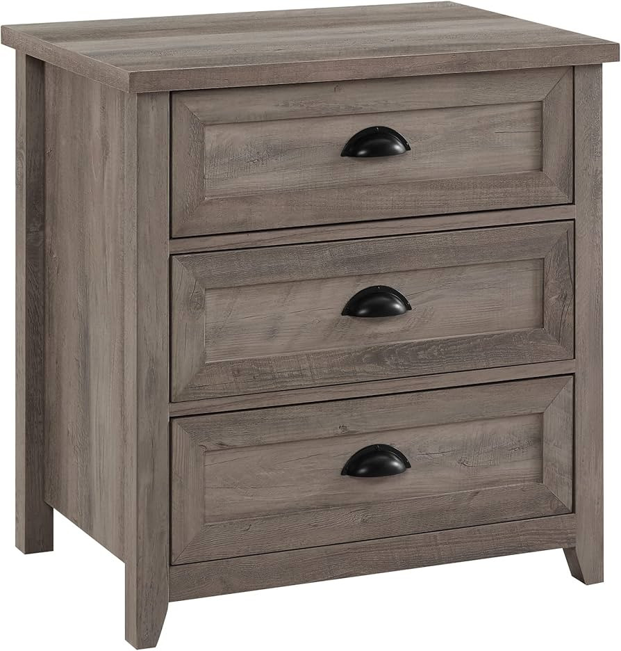 Walker Edison Hazel Modern Farmhouse 3 Drawer Framed Nightstand with Half-Moon Handles, 25 Inch, ... | Amazon (US)