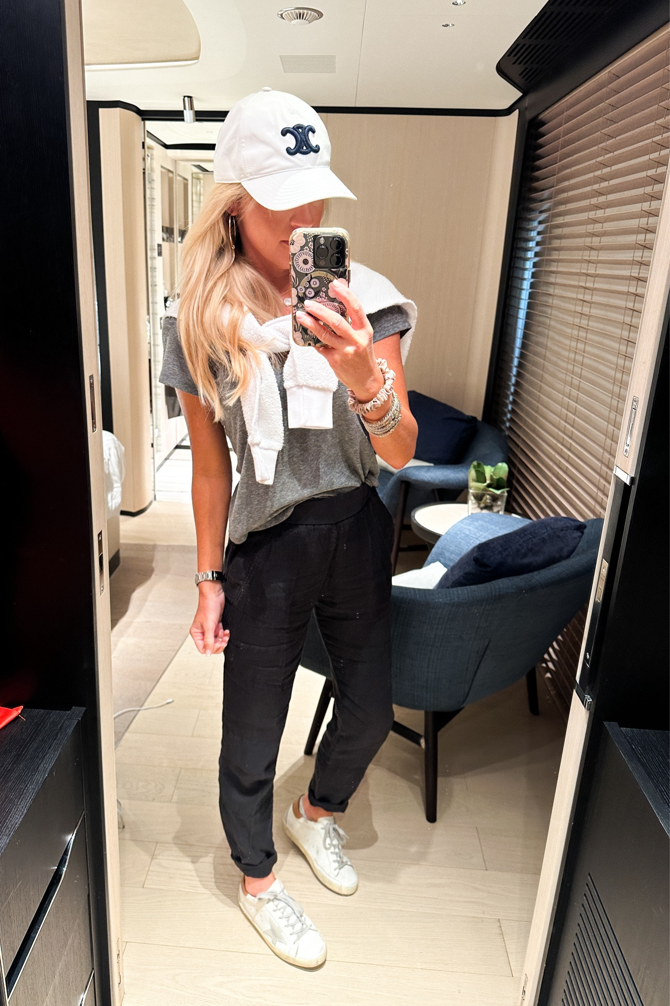 Travel fit!✈️

Headed back home after a well deserved trip! Love everything from perfectwhitetee! This sweatshirt is so comfortable and I love throwing it on when I get chilly!
My hat and earrings are from Celine!

Golden goose sneakers, golden goose outfit, airport outfit, traveling outfit, comfy outfit, mom outfit inspiration, linen joggers outfit, gray v neck shirt, white sweatshirt 🫶🏻🩷 

#LTKstyletip #LTKfindsunder100 #LTKtravel