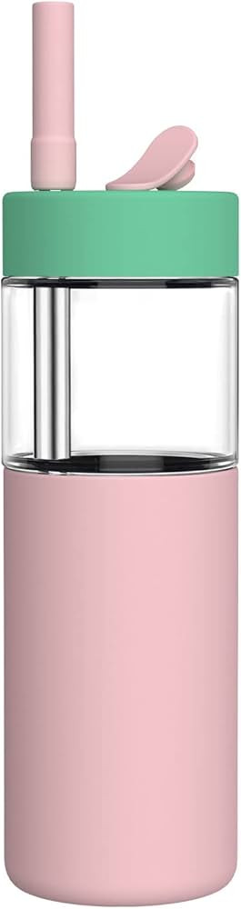 Amazon.com | tronco Glass Tumbler with Silicone Lid and Stainless Steel Straw, 20oz Durable Glass... | Amazon (US)