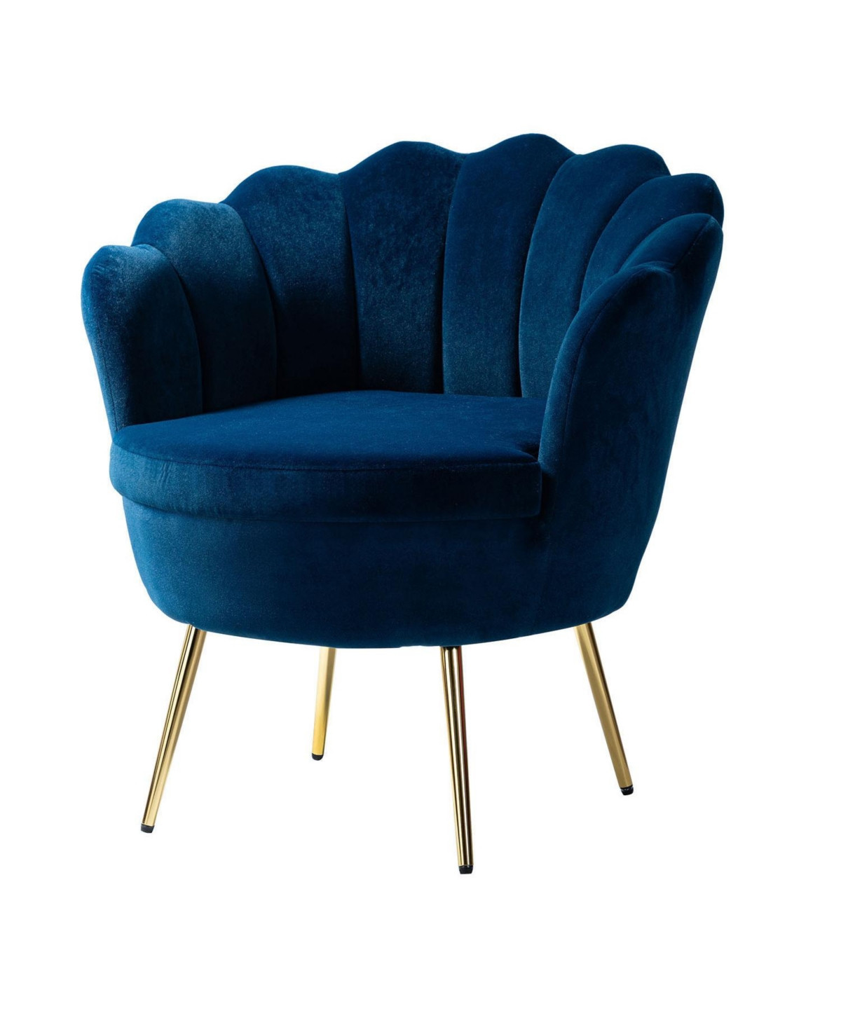 Modern Velvet Barrel Chair with Channel Tufted Back in Navy
