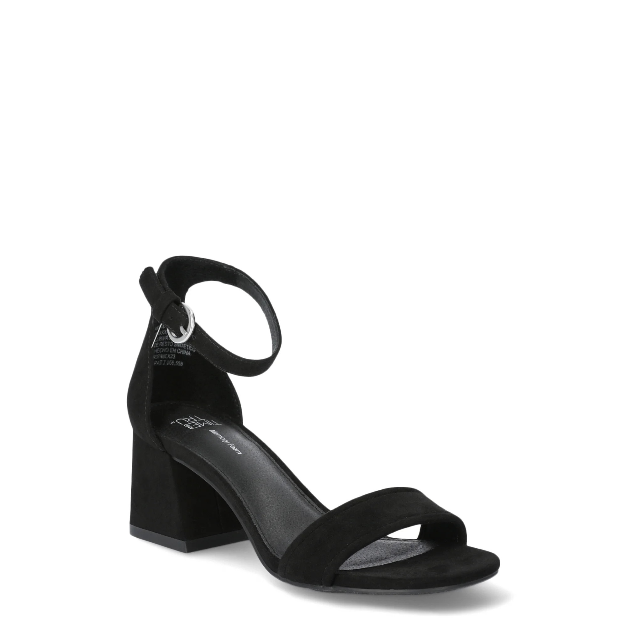 Time and Tru Women’s Open Toe Faux Suede Block Heel Sandals, Sizes 6-11 | Walmart (US)