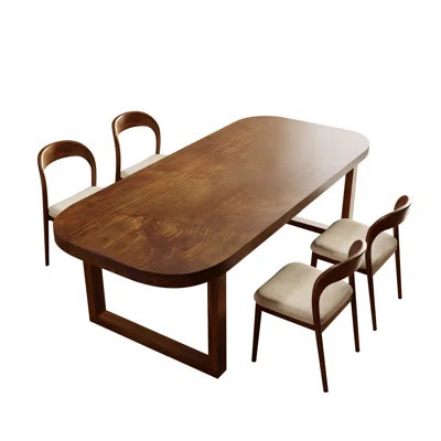 Antique-style Brown Solid Wood Rectangular Dining Table And Chair Set | Wayfair North America